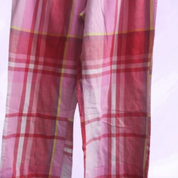 PINK Victoria's Secret distressed ripped plaid pj pajamas pants in pink and red - Picture 10 of 12